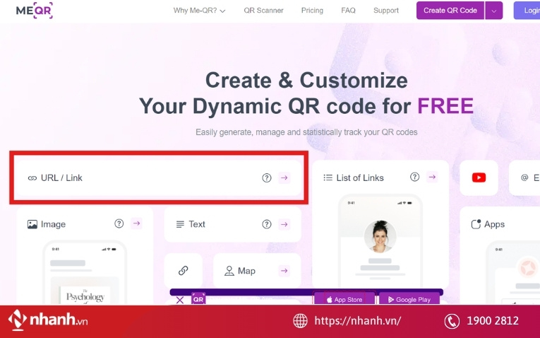 Dán link facebook để tạo mã qr